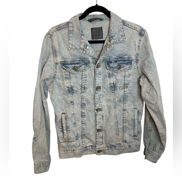 Zara Man Distressed Acid Wash Denim Jacket - Picture 1 of 3